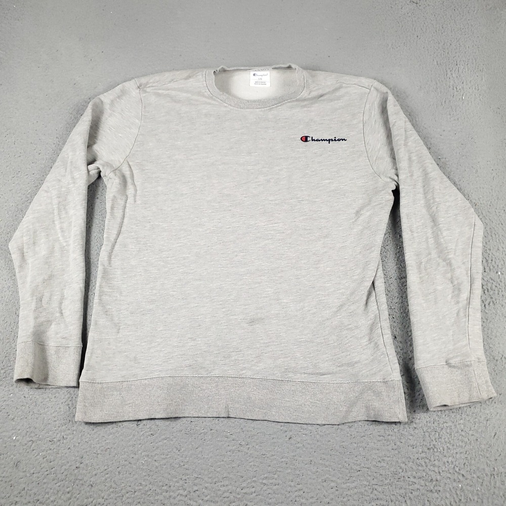 Champion Sweater Mens Large Gray Casual Pullover Sweatshirt *